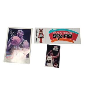 David Robinson San Antonio Spurs Signed Highlights Card, Bumper Sticker Schedule